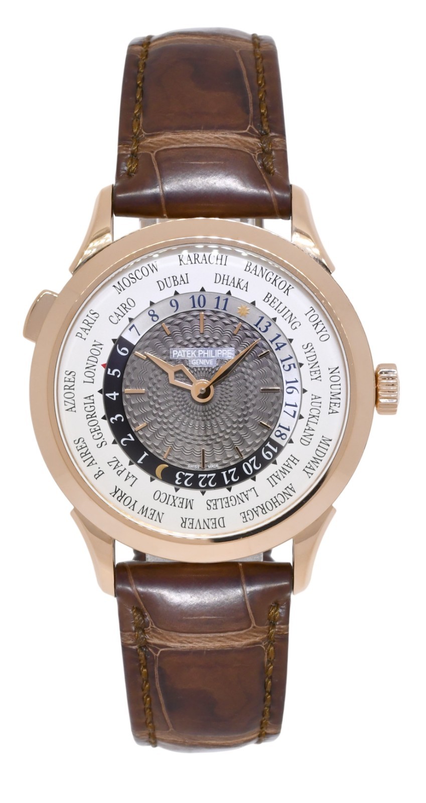 Patek Philippe World Time 5230 Rose Gold Complications 38.5mm Watch +Paper 5230R