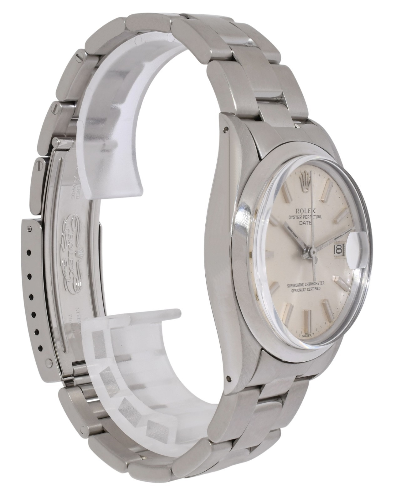 Rolex Vintage Date Steel Silver Dial Mens 34mm Watch '78 1500 Rolex Vintage Date Steel Silver Dial Mens 34mm Watch '78 1500