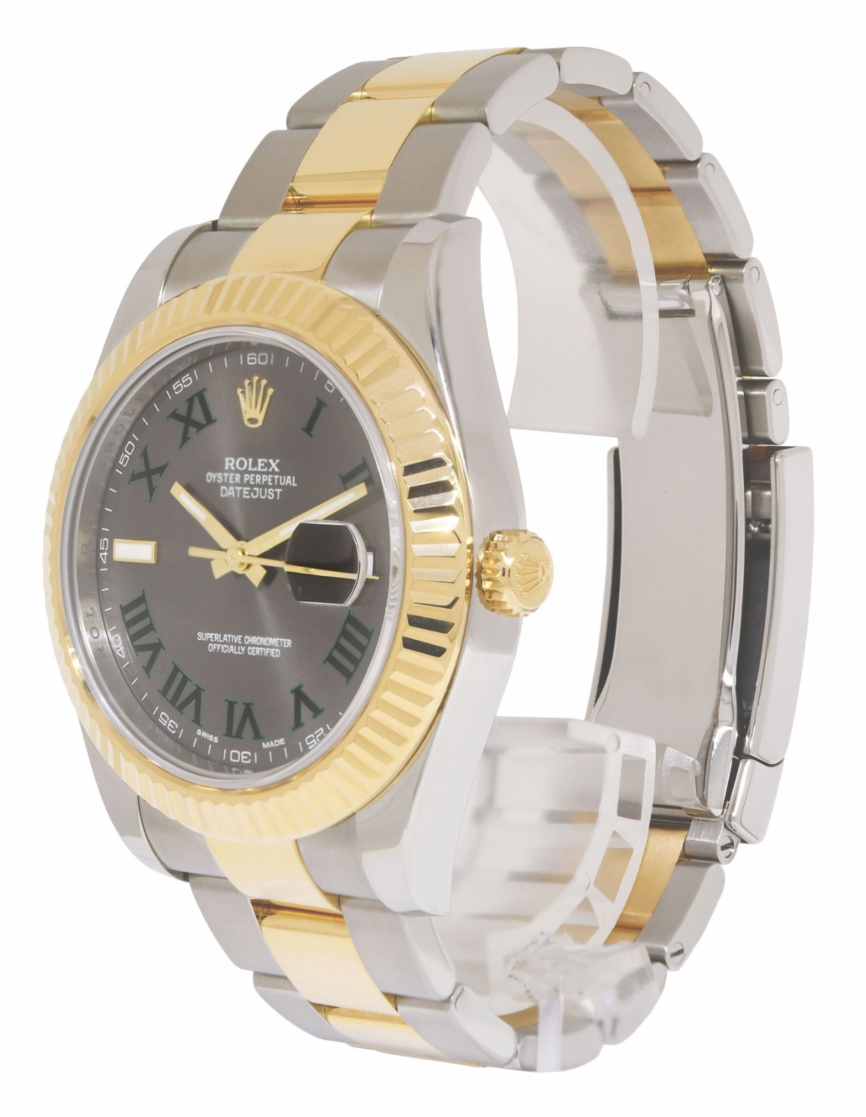 Rolex Datejust II 18k Yellow Gold/Steel Wimbledon Dial 41mm Watch 116333