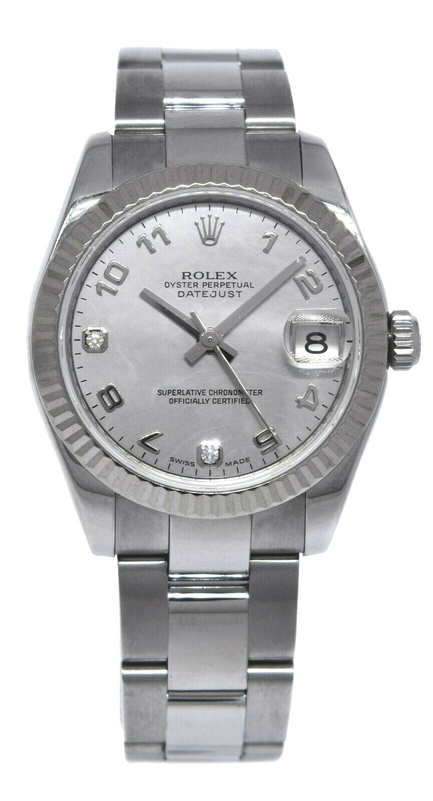 Rolex Datejust Steel & 18k Gold Bezel MOP Diamond Dial 31mm Watch +Card 178274