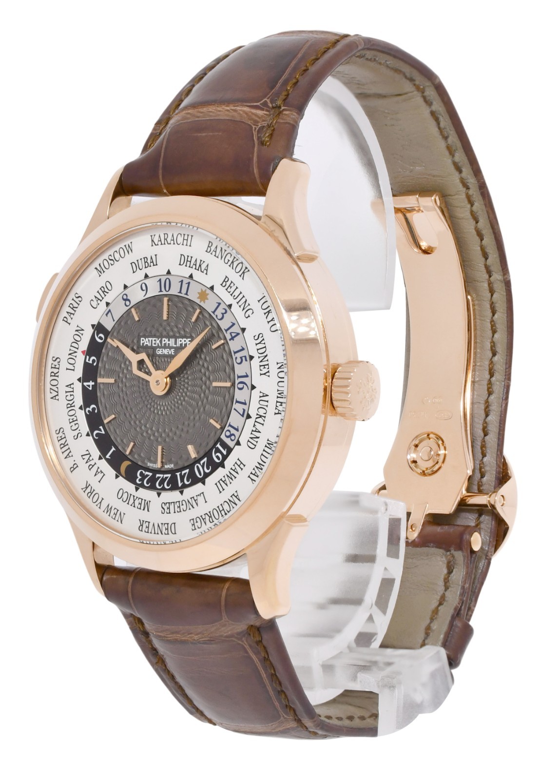 Patek Philippe World Time 5230 Rose Gold Complications 38.5mm Watch +Paper 5230R