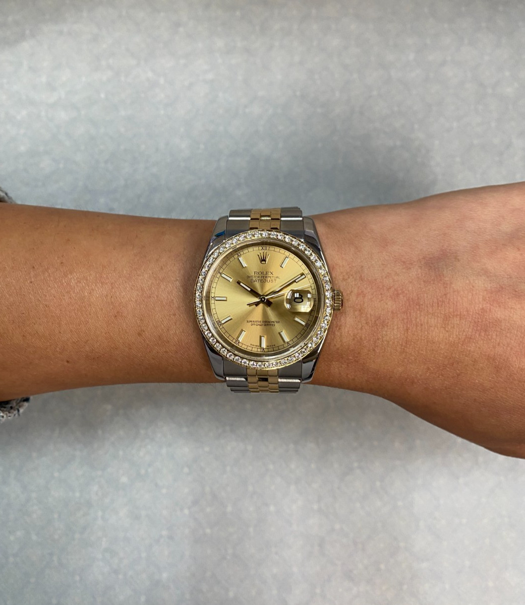 Rolex Datejust 18k Yellow Gold/Steel & Diamond Bezel 36mm Watch F 116233 Rolex Datejust 18k Yellow Gold/Steel & Diamond Bezel 36mm Watch F 116233
