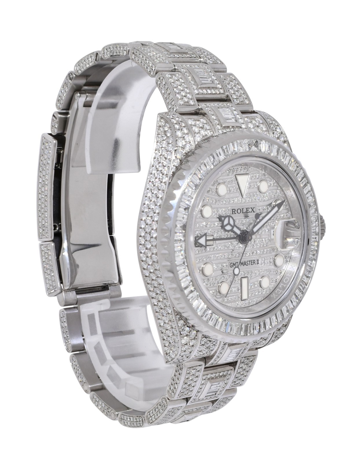 Rolex GMT-Master II Steel & Diamond Iced Out 40mm Watch +Card '18 116710