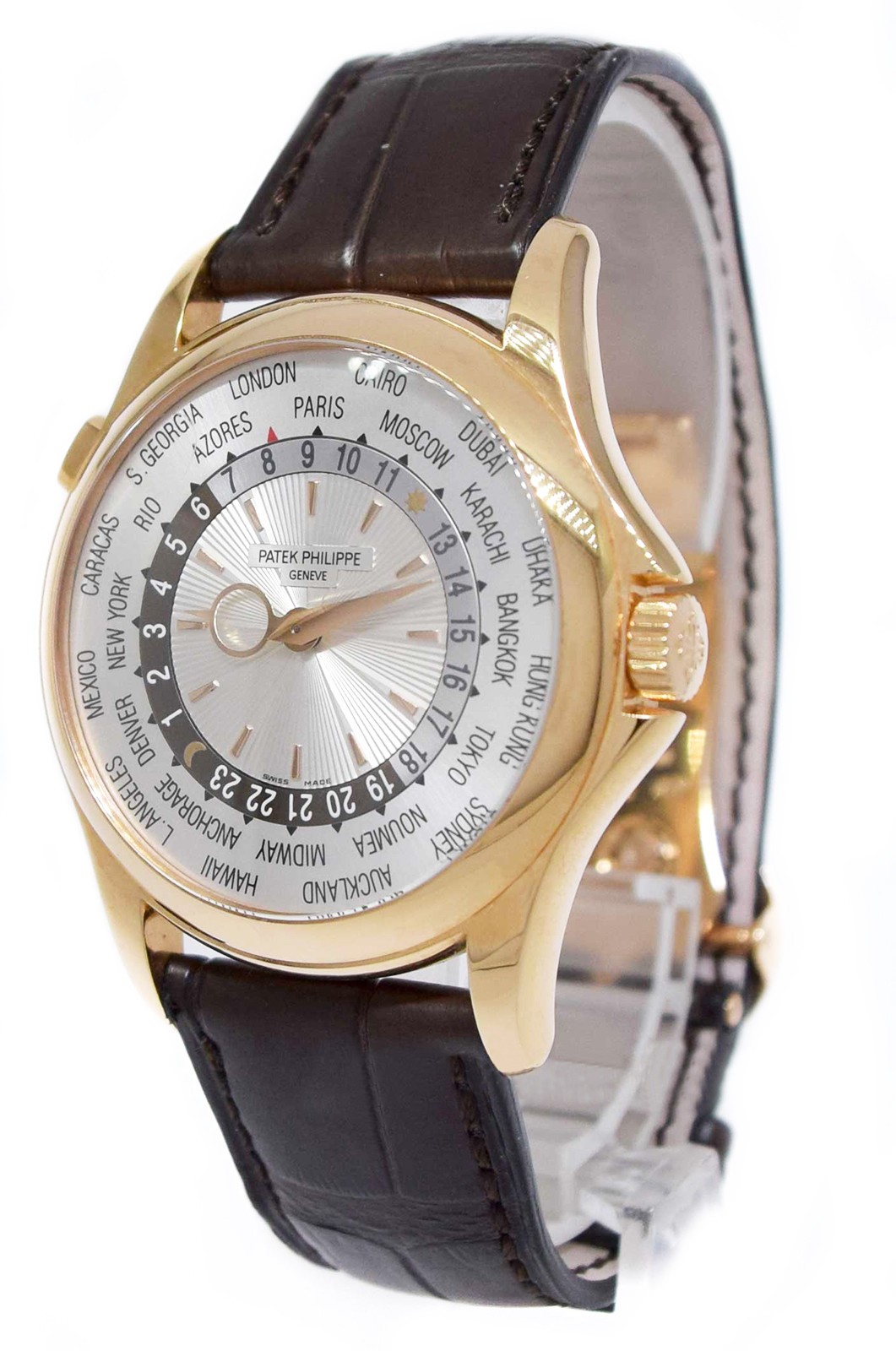 Patek Philippe World Time 5130 Rose Gold Complications Mens 39.5mm Watch 5130R