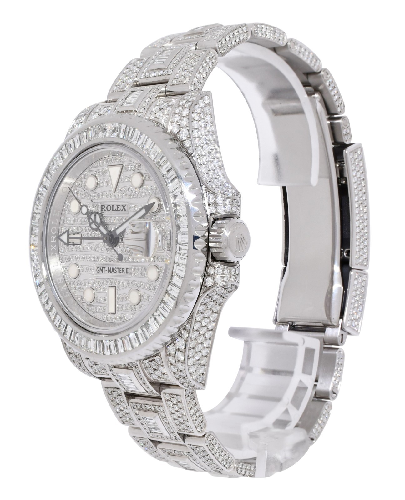 Rolex GMT-Master II Steel & Diamond Iced Out 40mm Watch +Card '18 116710