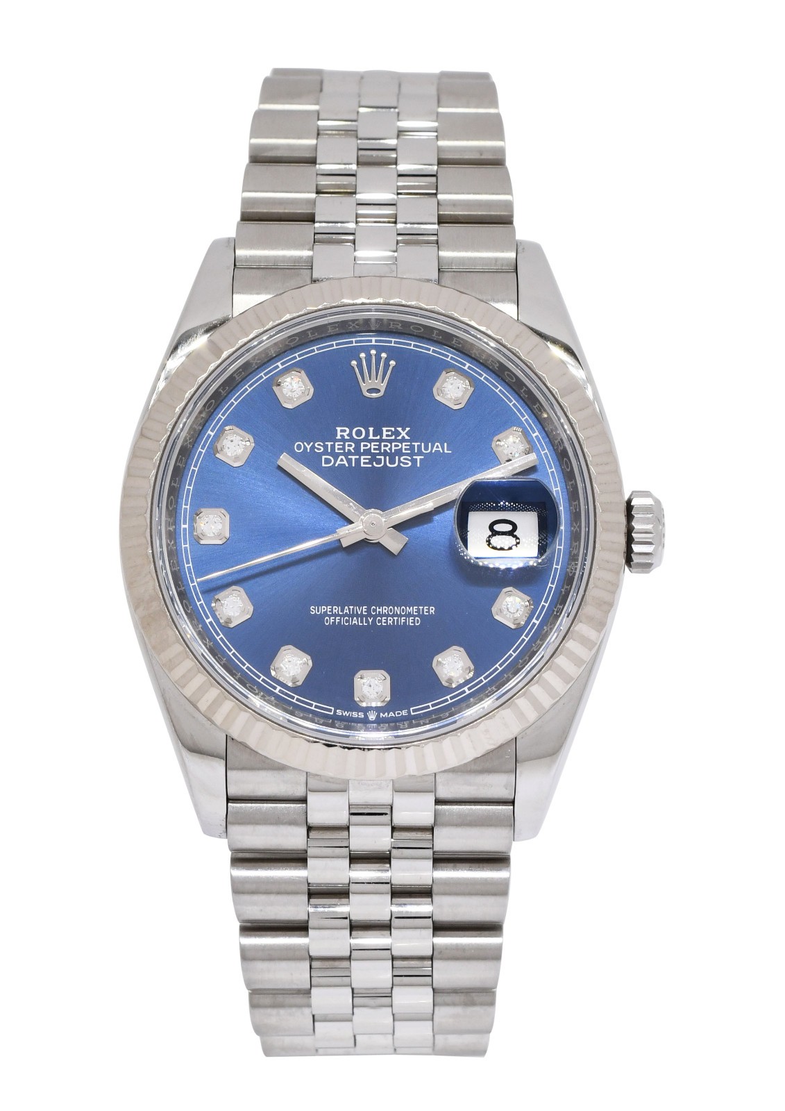Rolex Datejust 36 Steel & 18k Gold Bezel Blue Diamond Dial Jubilee Watch 126234 Rolex Datejust 36 Steel & 18k Gold Bezel Blue Diamond Dial Jubilee Watch 126234