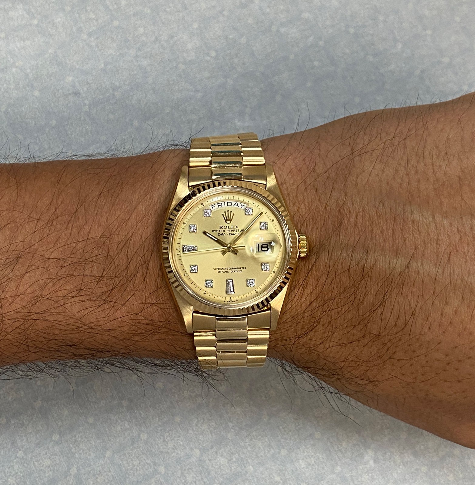 Rolex Day-Date President 18k Yellow Gold Champagne Diamond 36mm Watch '68 1803 Rolex Day-Date President 18k Yellow Gold Champagne Diamond 36mm Watch '68 1803