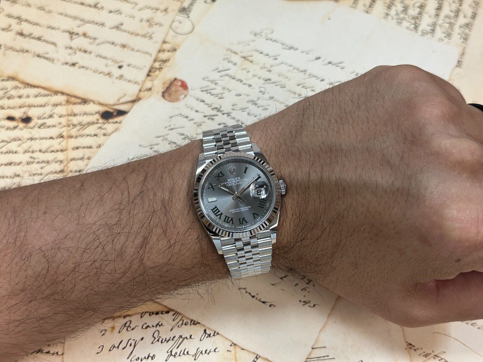 Rolex Datejust 36 Steel & 18k WG Bezel Wimbledon Jubilee Watch B/P '25 126234 Rolex Datejust 36 Steel & 18k WG Bezel Wimbledon Jubilee Watch B/P '25 126234