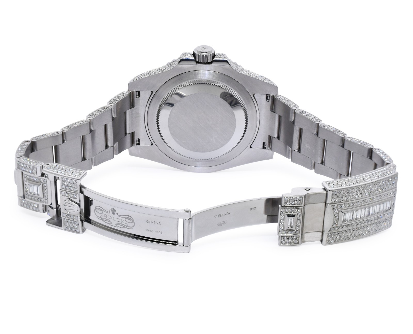 Rolex GMT-Master II Steel & Diamond Iced Out 40mm Watch +Card '18 116710