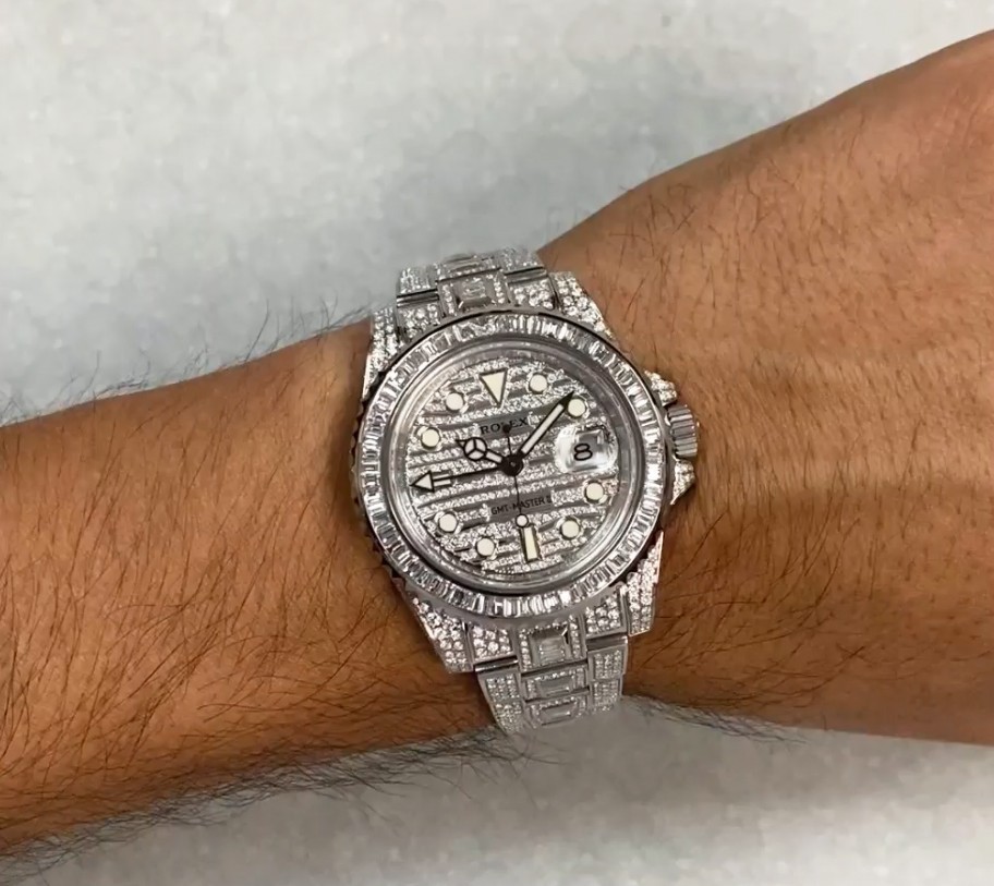 Rolex GMT-Master II Steel & Diamond Iced Out 40mm Watch +Card '18 116710