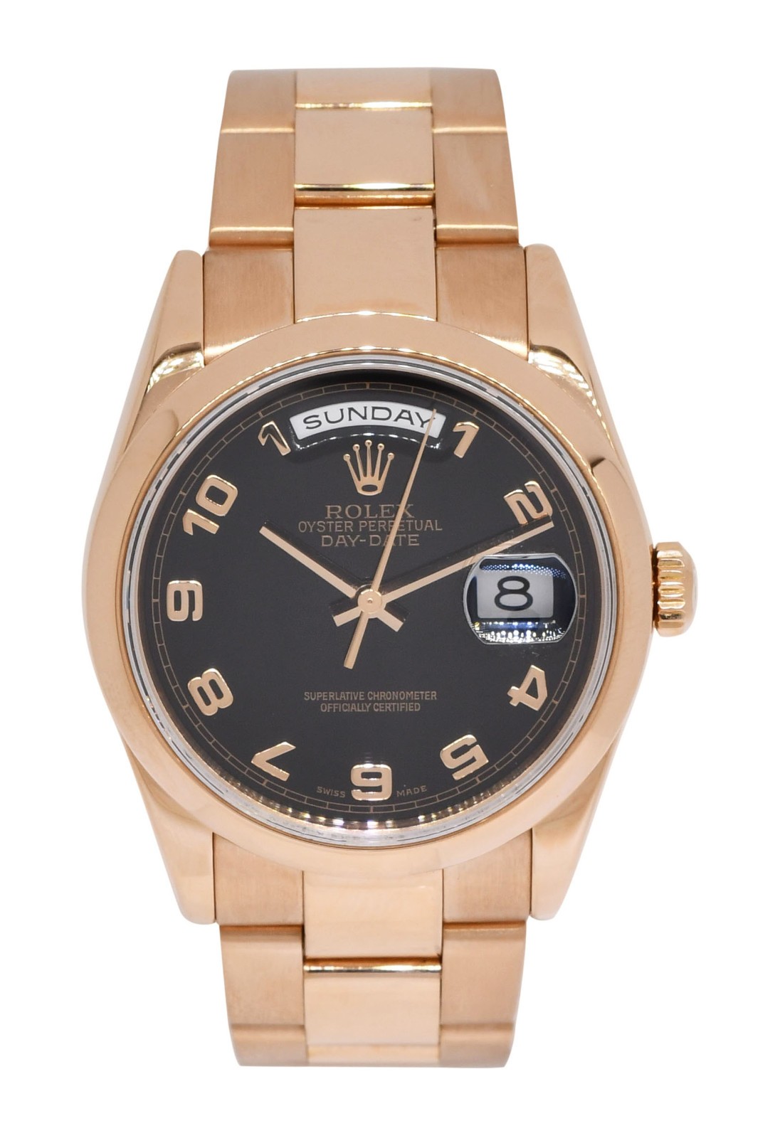 Rolex Day-Date 18k Rose Gold Black Dial 36mm Watch +Papers D 118205 Rolex Day-Date 18k Rose Gold Black Dial 36mm Watch +Papers D 118205