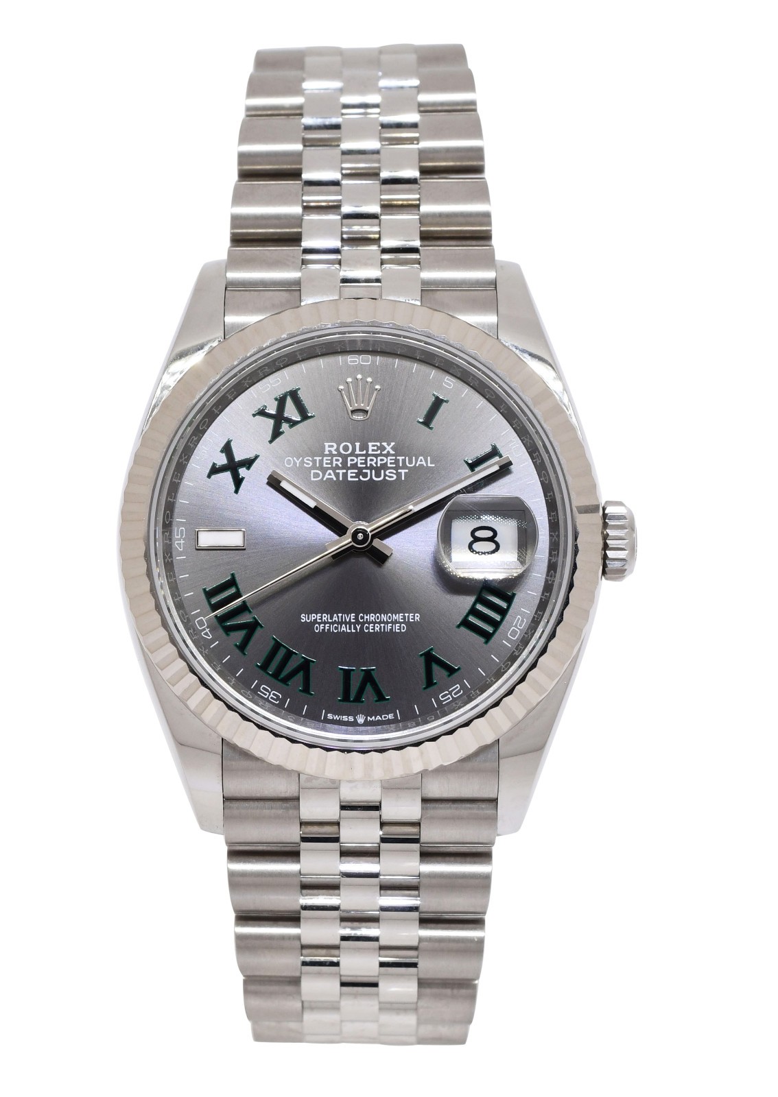 Rolex Datejust 36 Steel & 18k WG Bezel Wimbledon Jubilee Watch B/P '25 126234 Rolex Datejust 36 Steel & 18k WG Bezel Wimbledon Jubilee Watch B/P '25 126234