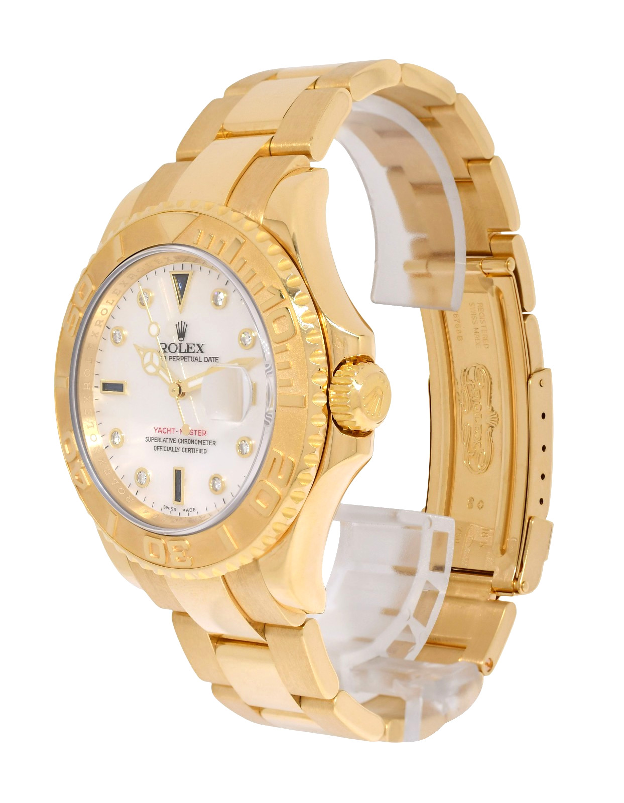 Rolex Yacht-Master 18k Yellow Gold MOP Sapphire/Diamond 40mm Watch V 16628