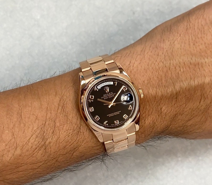 Rolex Day-Date 18k Rose Gold Black Dial 36mm Watch +Papers D 118205 Rolex Day-Date 18k Rose Gold Black Dial 36mm Watch +Papers D 118205