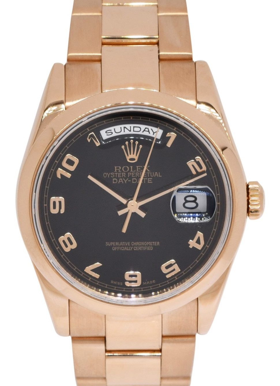 Rolex Day-Date 18k Rose Gold Black Dial 36mm Watch +Papers D 118205 Rolex Day-Date 18k Rose Gold Black Dial 36mm Watch +Papers D 118205