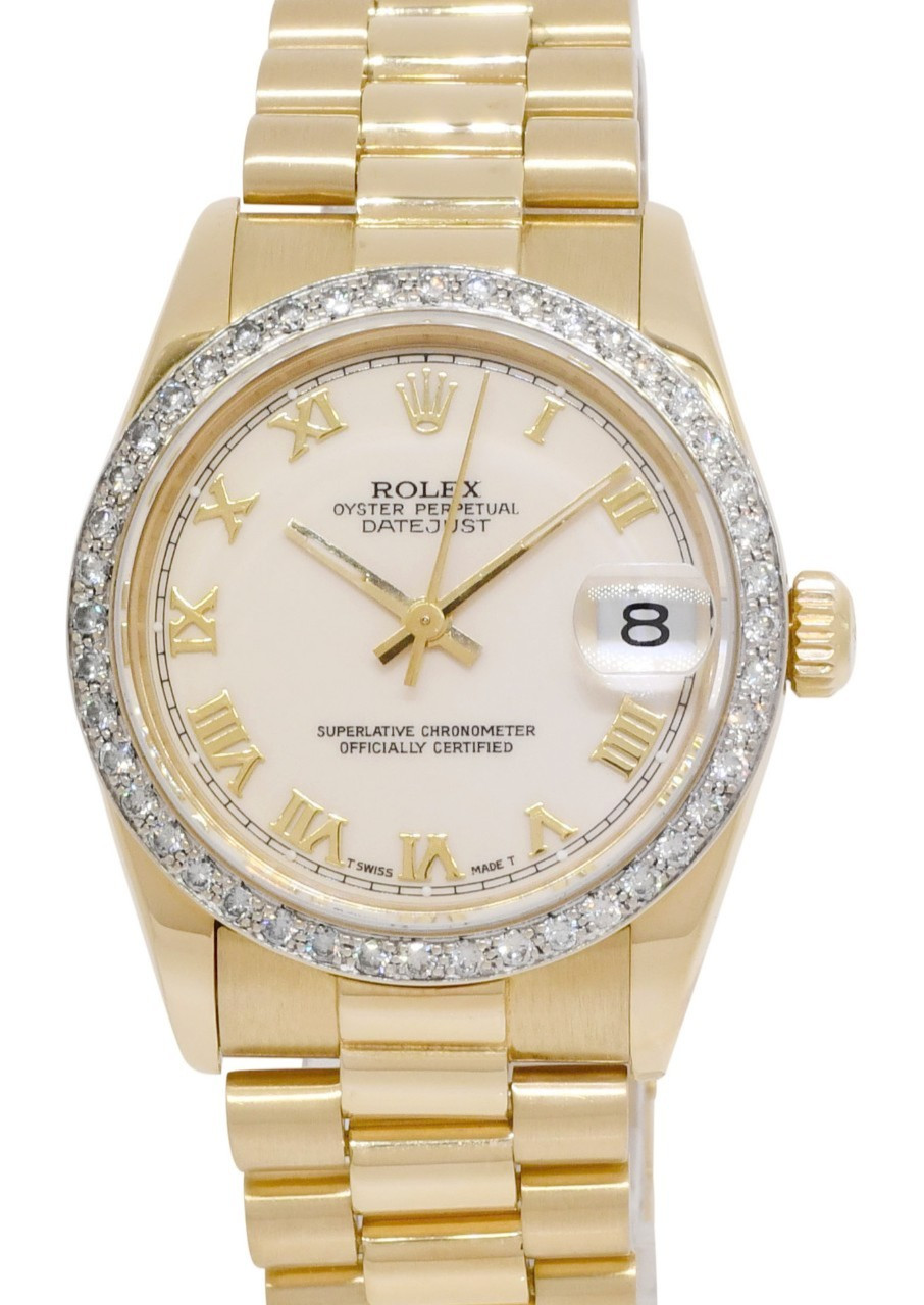 Rolex Datejust President 18k Yellow Gold & Diamond Bezel 31mm Watch N 68278