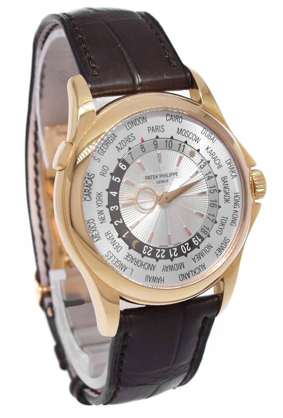 Patek Philippe World Time 5130 Rose Gold Complications Mens 39.5mm Watch 5130R Patek Philippe World Time 5130 Rose Gold Complications Mens 39.5mm Watch 5130R