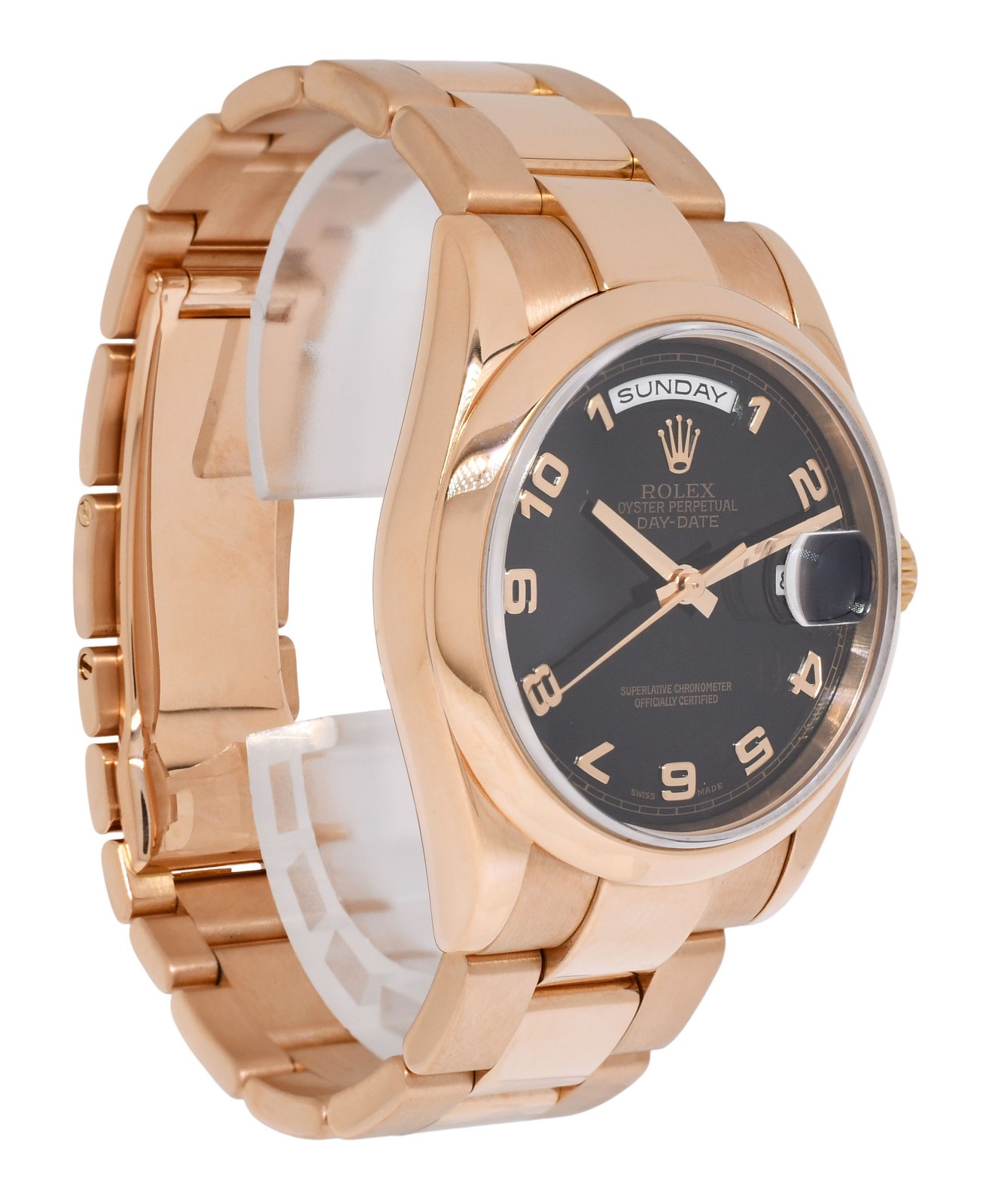 Rolex Day-Date 18k Rose Gold Black Dial 36mm Watch +Papers D 118205 Rolex Day-Date 18k Rose Gold Black Dial 36mm Watch +Papers D 118205