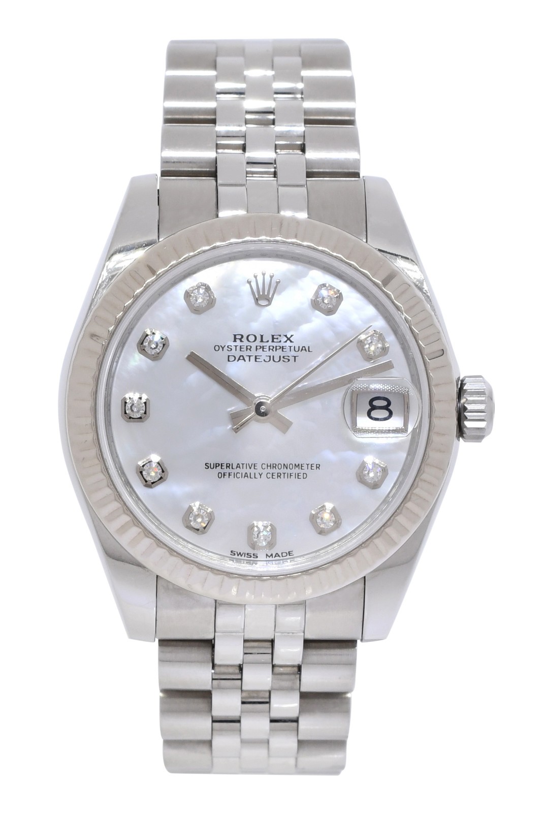 Rolex Datejust Steel & 18k WG Bezel MOP Diamond Dial 31mm Jubilee Watch 178274 Rolex Datejust Steel & 18k WG Bezel MOP Diamond Dial 31mm Jubilee Watch 178274