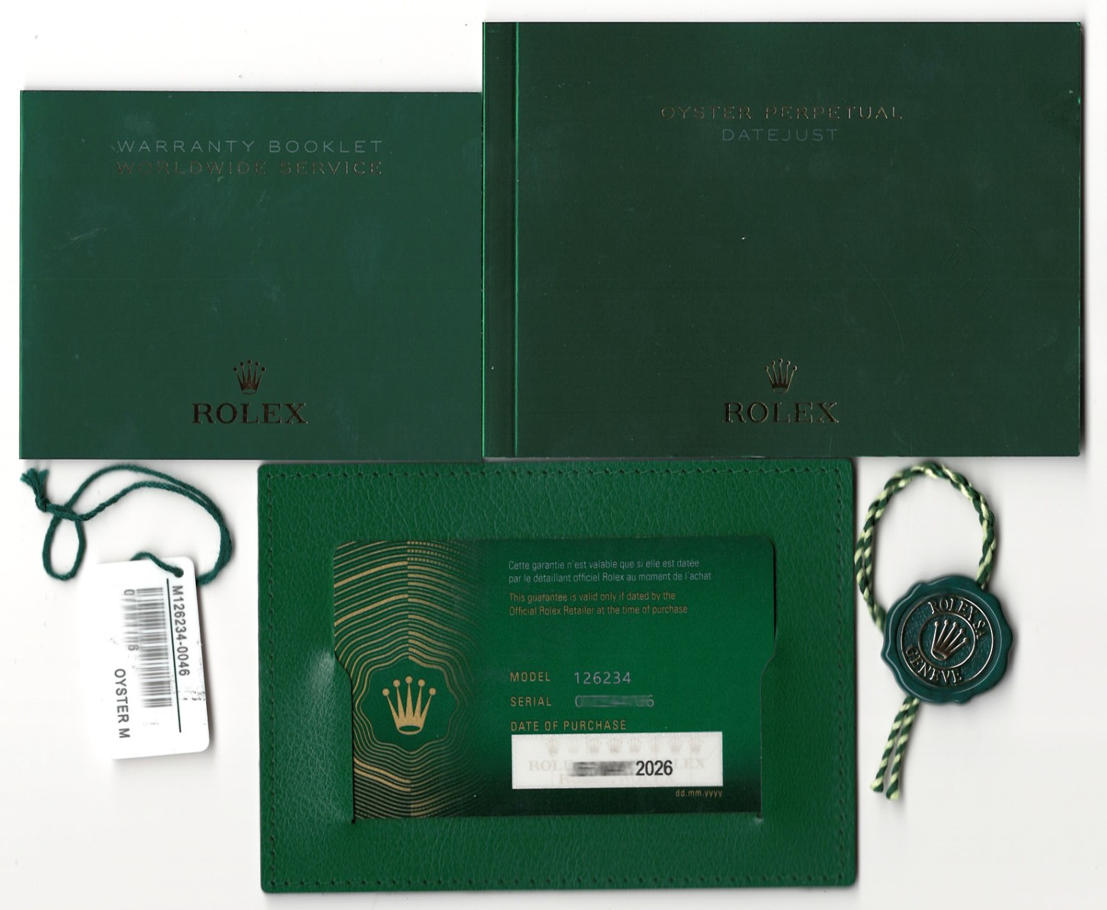 NOS Rolex Datejust 36 Steel & 18k WG Bezel Wimbledon Oyster Watch B/P '26 126234 NOS Rolex Datejust 36 Steel & 18k WG Bezel Wimbledon Oyster Watch B/P '26 126234