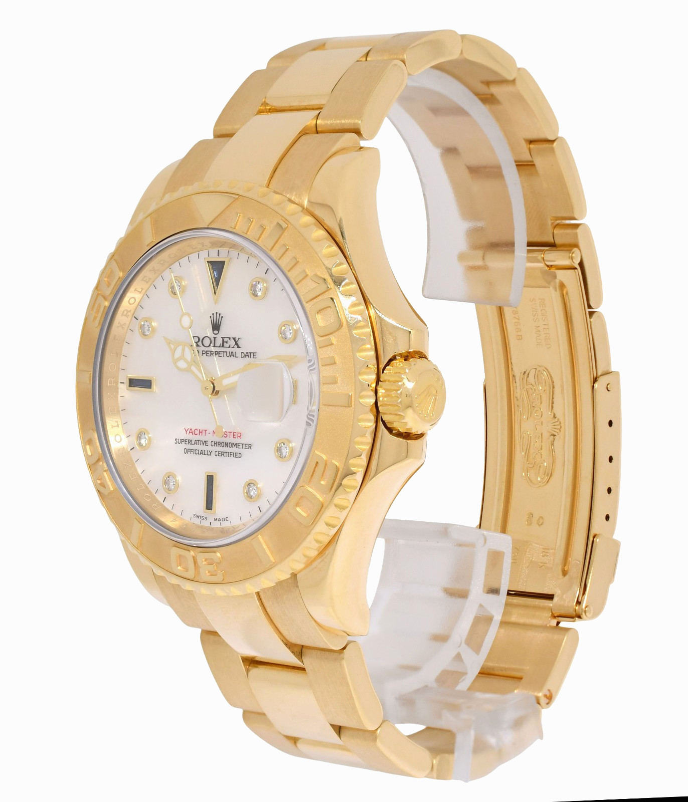 Rolex Yacht-Master 18k Yellow Gold MOP Sapphire/Diamond 40mm Watch V 16628 Rolex Yacht-Master 18k Yellow Gold MOP Sapphire/Diamond 40mm Watch V 16628
