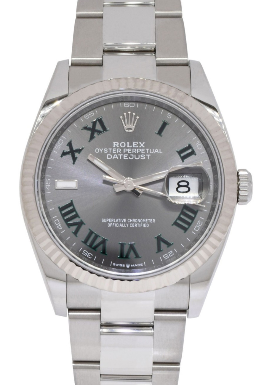 NOS Rolex Datejust 36 Steel & 18k WG Bezel Wimbledon Oyster Watch B/P '26 126234 NOS Rolex Datejust 36 Steel & 18k WG Bezel Wimbledon Oyster Watch B/P '26 126234