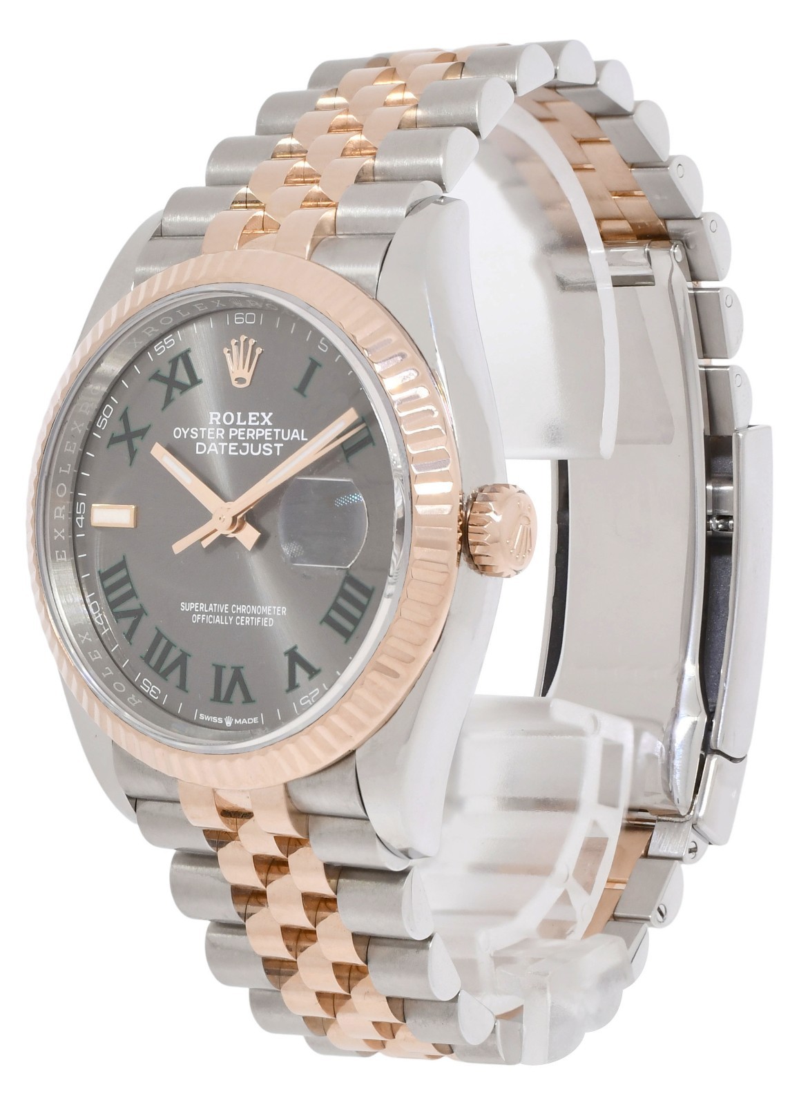 Rolex Datejust 36 18k Rose Gold/Steel Wimbledon Watch +Card '23 126231