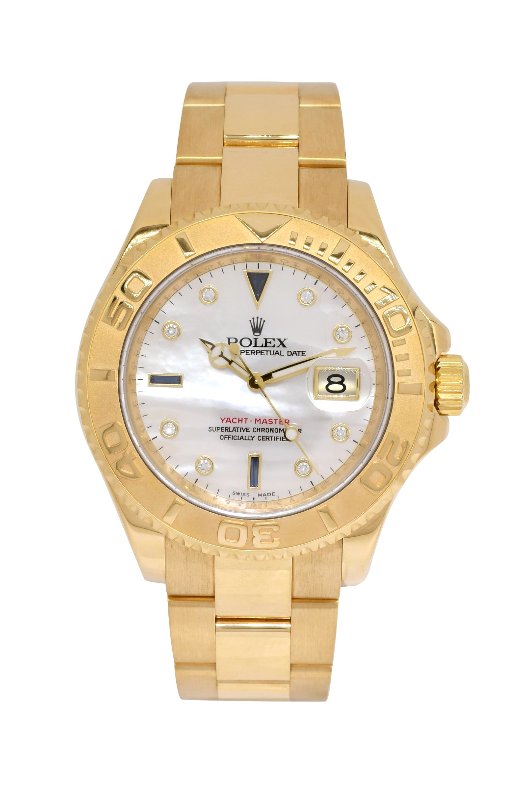 Rolex Yacht-Master 18k Yellow Gold MOP Sapphire/Diamond 40mm Watch V 16628 Rolex Yacht-Master 18k Yellow Gold MOP Sapphire/Diamond 40mm Watch V 16628
