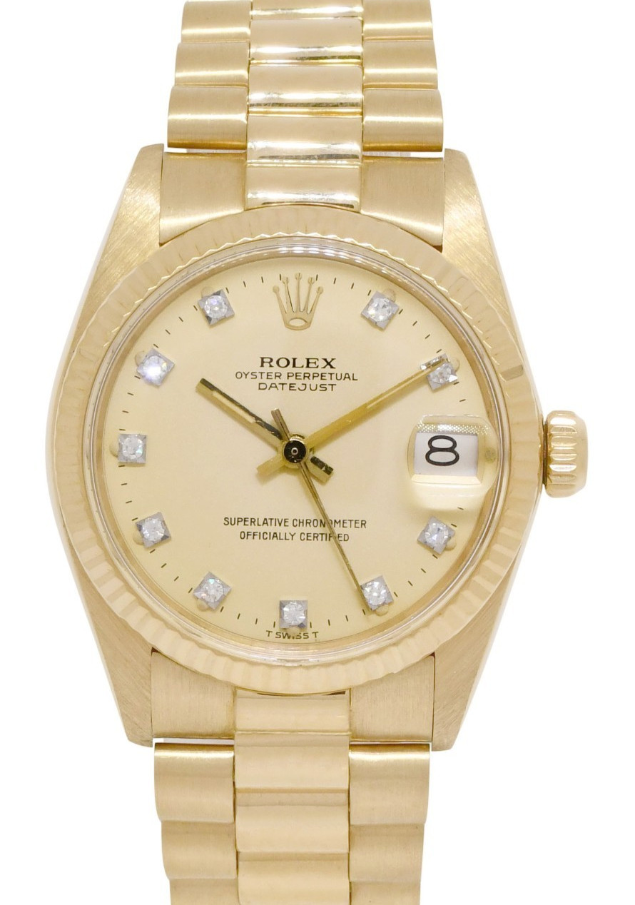 Rolex Datejust President 18k Yellow Gold Diamond Dial 31mm Watch '84 6827 Rolex Datejust President 18k Yellow Gold Diamond Dial 31mm Watch '84 6827