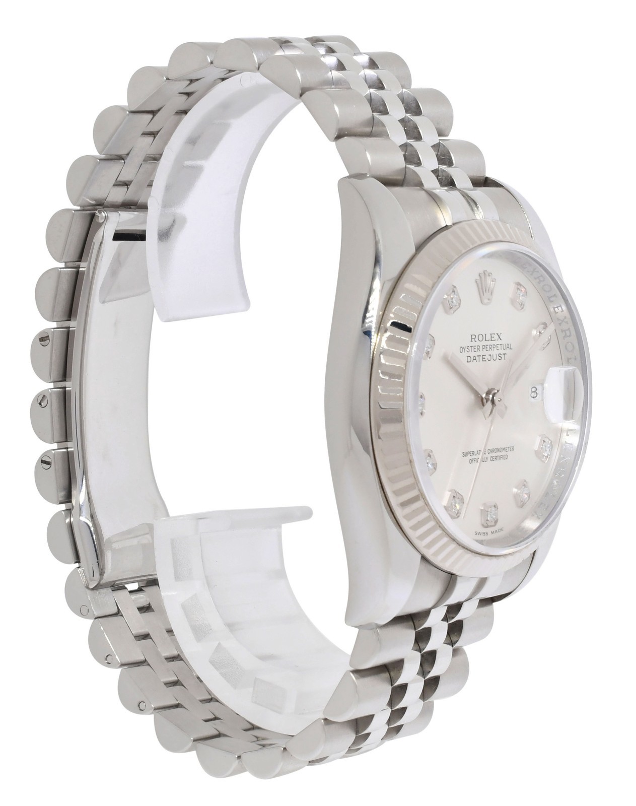 Rolex Datejust Steel & 18k Gold Bezel Silver Diamond Dial 36mm Watch Z 116234 Rolex Datejust Steel & 18k Gold Bezel Silver Diamond Dial 36mm Watch Z 116234