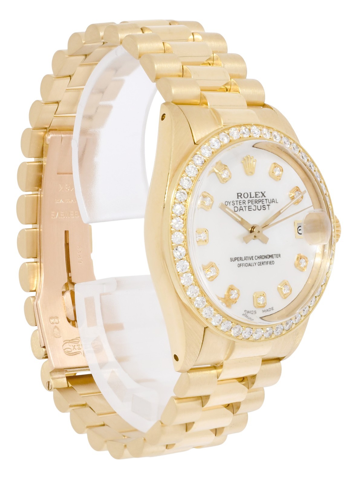 Rolex Datejust President 18k Yellow Gold MOP Diamond Ladies 31mm Watch '81 6827