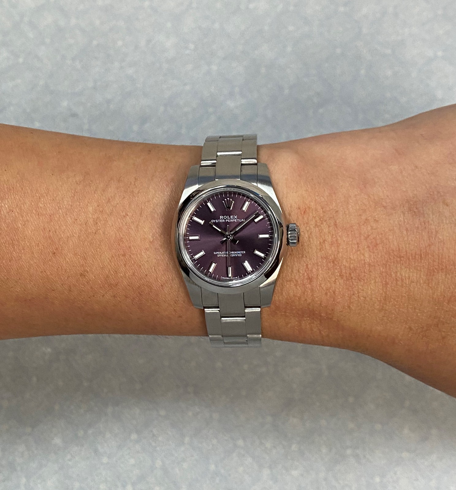 Rolex Oyster Perpetual 26 Steel Purple "Red Grape" Ladies Watch +Card '20 176200 Rolex Oyster Perpetual 26 Steel Purple "Red Grape" Ladies Watch +Card '20 176200