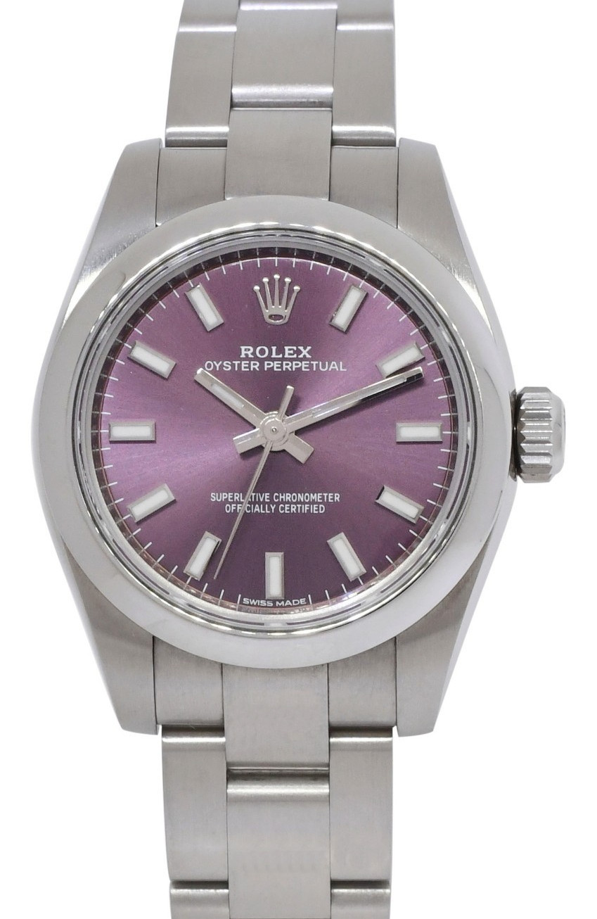 Rolex Oyster Perpetual 26 Steel Purple "Red Grape" Ladies Watch +Card '20 176200