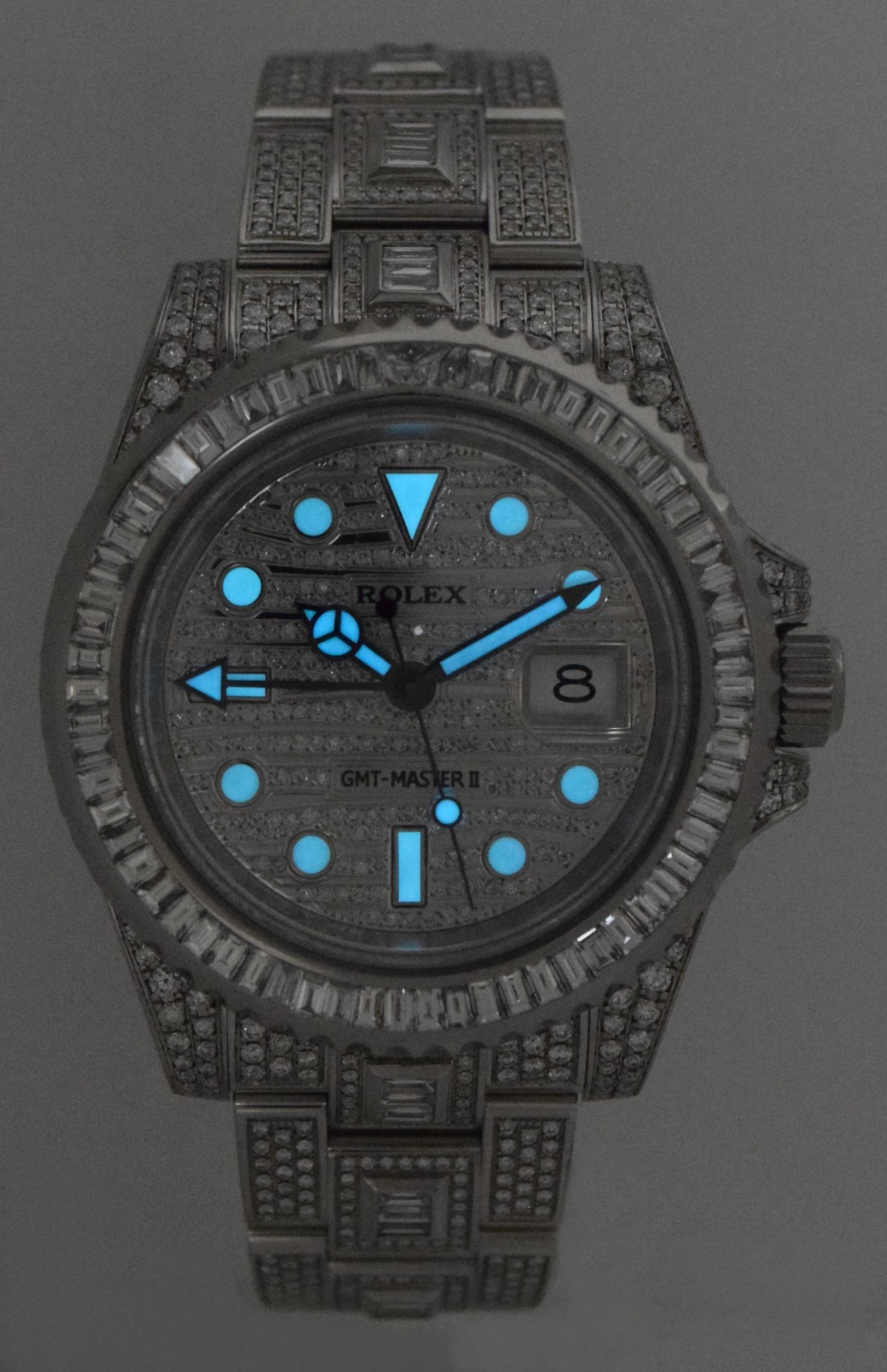 Rolex GMT-Master II Steel & Diamond Iced Out 40mm Watch +Card '18 116710