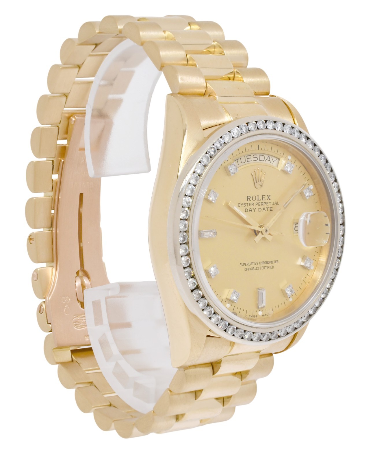 Rolex Day-Date President 18k Yellow Gold Diamond Dial/Bezel 36mm Watch '85 18048 Rolex Day-Date President 18k Yellow Gold Diamond Dial/Bezel 36mm Watch '85 18048