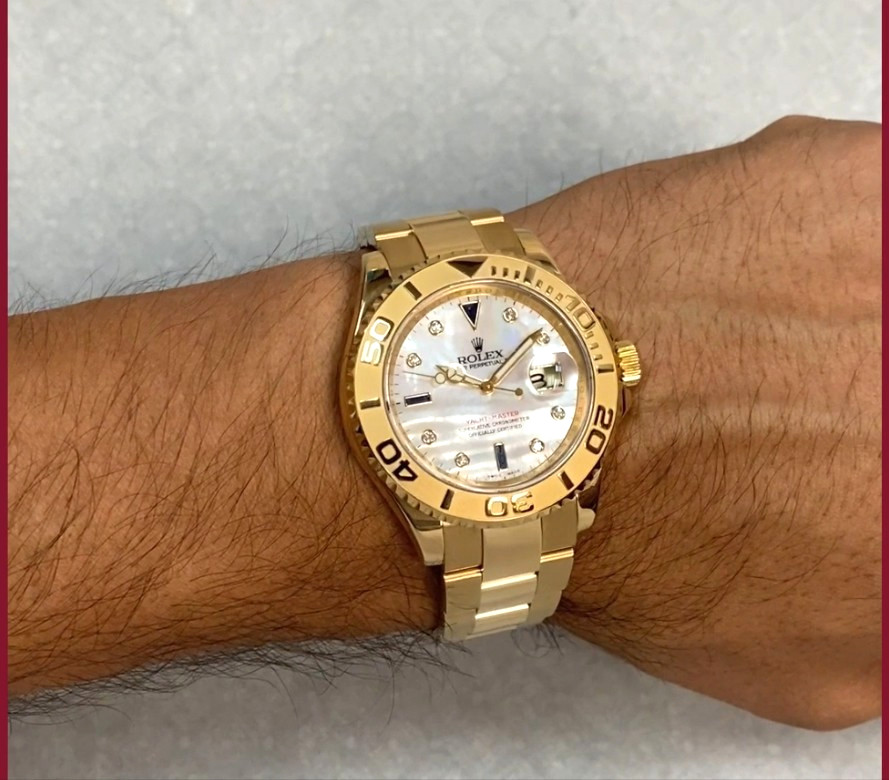 Rolex Yacht-Master 18k Yellow Gold MOP Sapphire/Diamond 40mm Watch V 16628 Rolex Yacht-Master 18k Yellow Gold MOP Sapphire/Diamond 40mm Watch V 16628