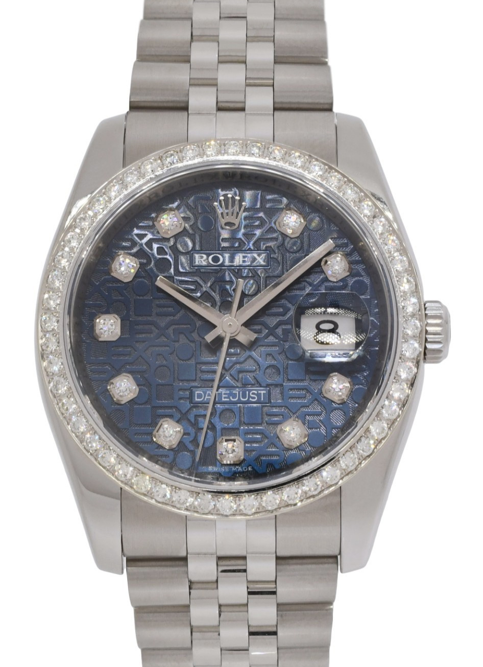 Rolex Datejust Steel Blue Jubilee Diamond Dial/Bezel 36mm Watch Z 116200
