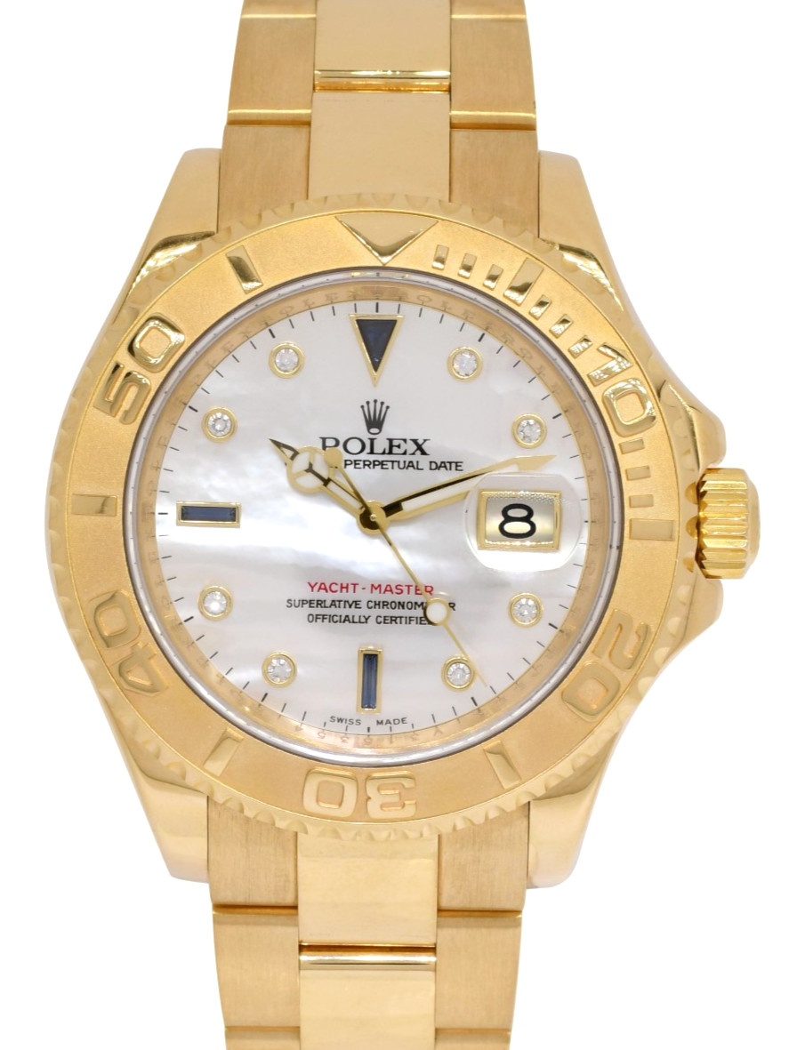 Rolex Yacht-Master 18k Yellow Gold MOP Sapphire/Diamond 40mm Watch V 16628