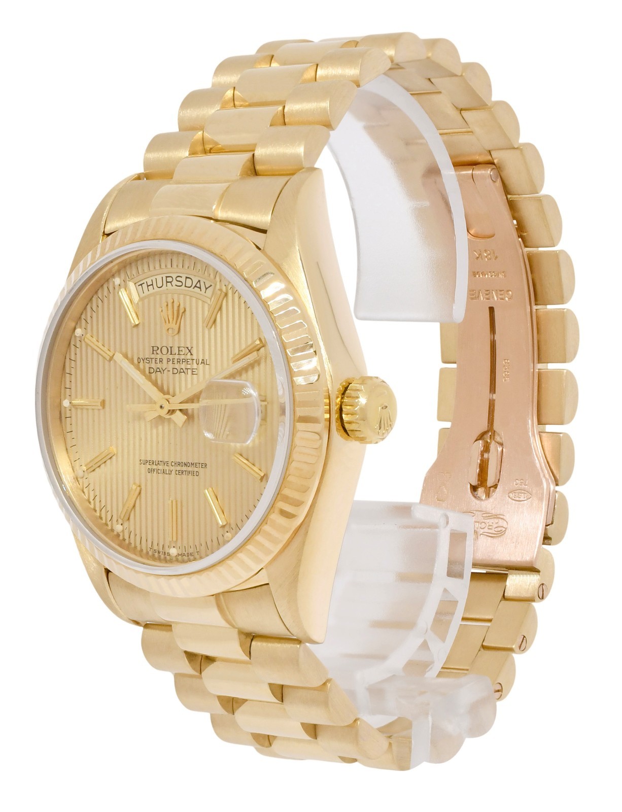 Rolex Day-Date President 18k Yellow Gold Tapestry 36mm Watch +Papers '83 18038 Rolex Day-Date President 18k Yellow Gold Tapestry 36mm Watch +Papers '83 18038