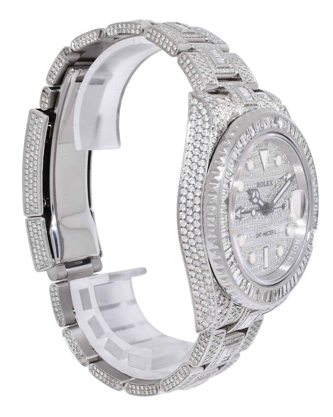 Rolex GMT-Master II Steel & Diamond Iced Out 40mm Watch +Card '18 116710