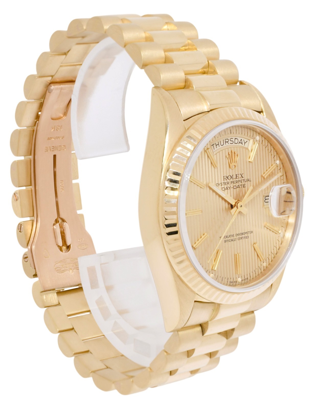 Rolex Day-Date President 18k Yellow Gold Tapestry 36mm Watch +Papers '83 18038 Rolex Day-Date President 18k Yellow Gold Tapestry 36mm Watch +Papers '83 18038