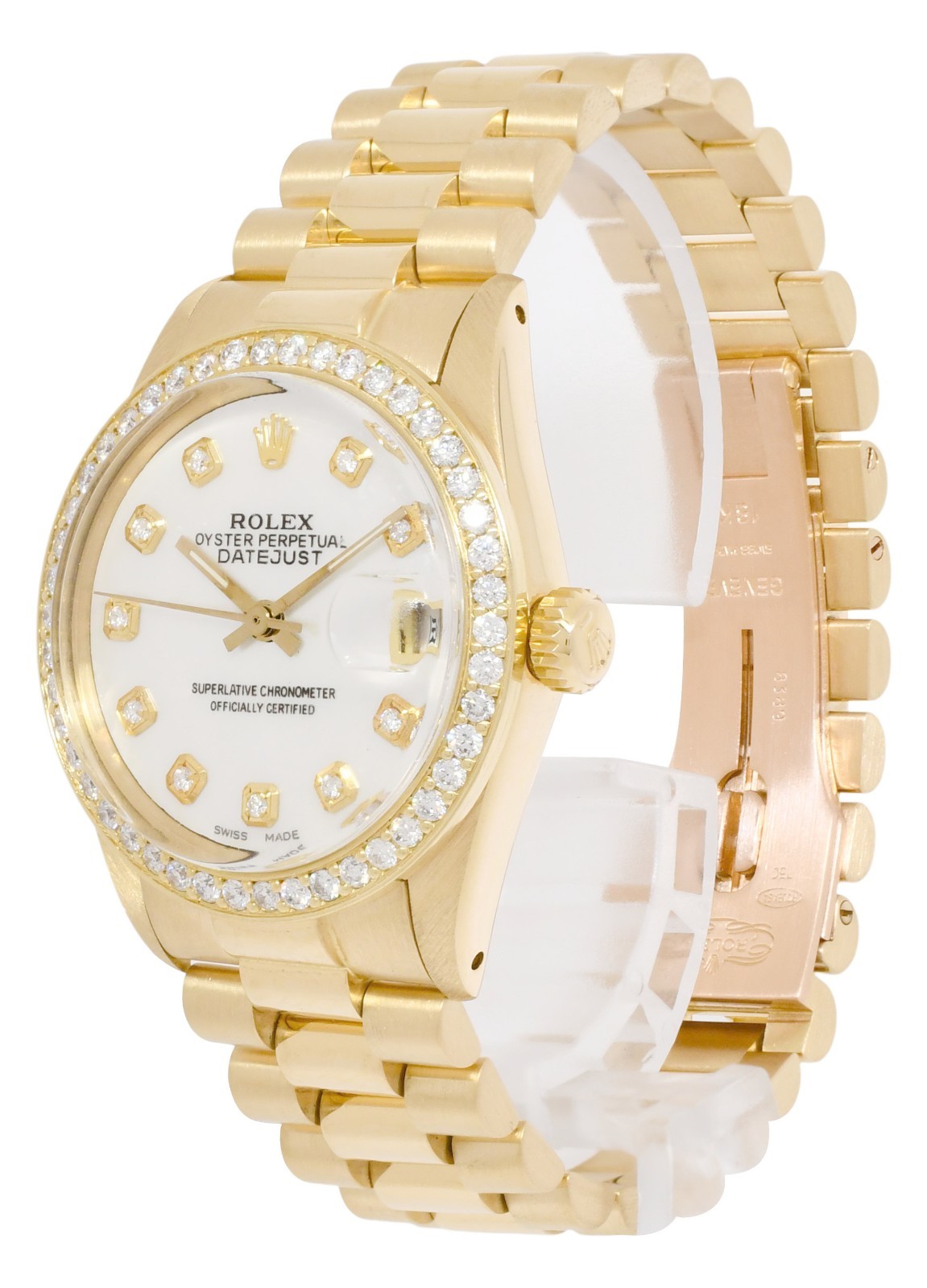 Rolex Datejust President 18k Yellow Gold MOP Diamond Ladies 31mm Watch '81 6827