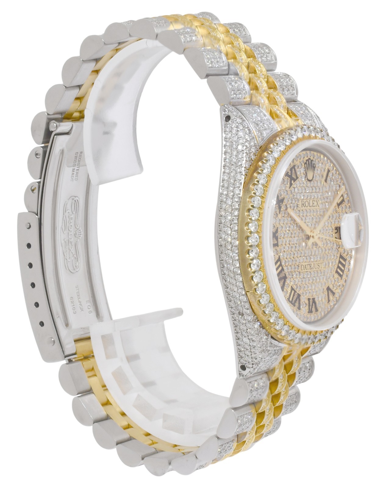 Rolex Datejust Yellow Gold/Steel Diamond Iced Out 36mm Vintage Watch '72 1601