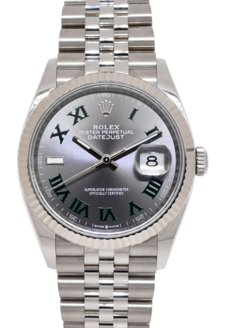 Rolex Datejust 36 Steel & 18k WG Bezel Wimbledon Jubilee Watch B/P '25 126234 Rolex Datejust 36 Steel & 18k WG Bezel Wimbledon Jubilee Watch B/P '25 126234
