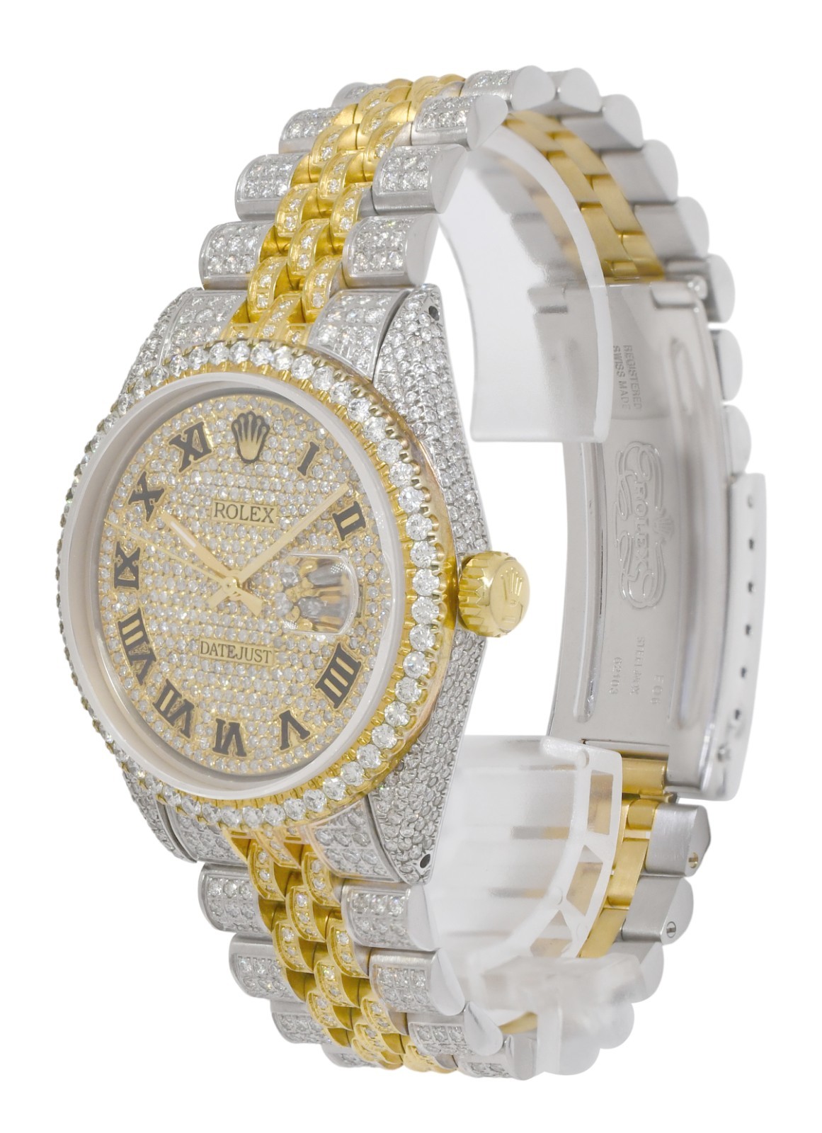 Rolex Datejust Yellow Gold/Steel Diamond Iced Out 36mm Vintage Watch '72 1601