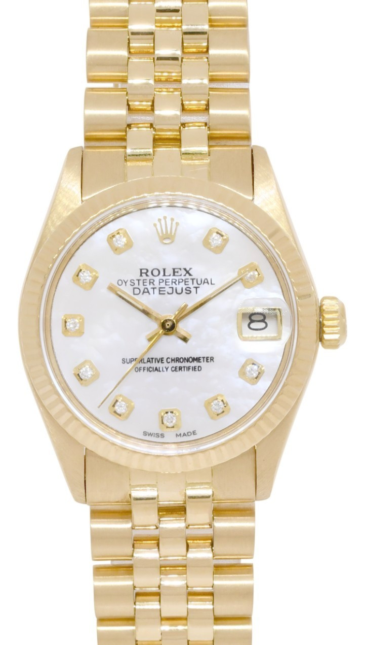Rolex Datejust Yellow Gold MOP Diamond Dial Jubilee Bracelet 31mm Watch '74 6827 Rolex Datejust Yellow Gold MOP Diamond Dial Jubilee Bracelet 31mm Watch '74 6827