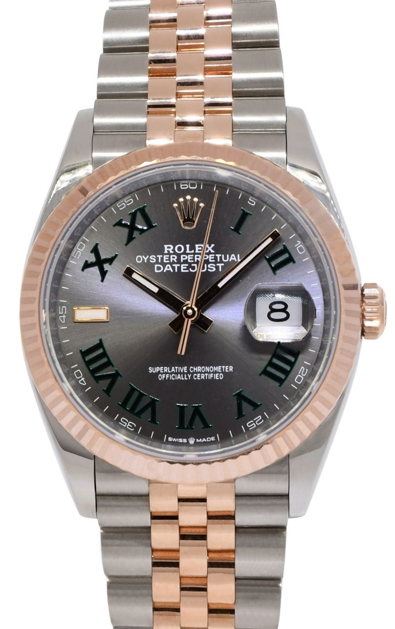 Rolex Datejust 36 18k Rose Gold/Steel Wimbledon Watch +Card '23 126231