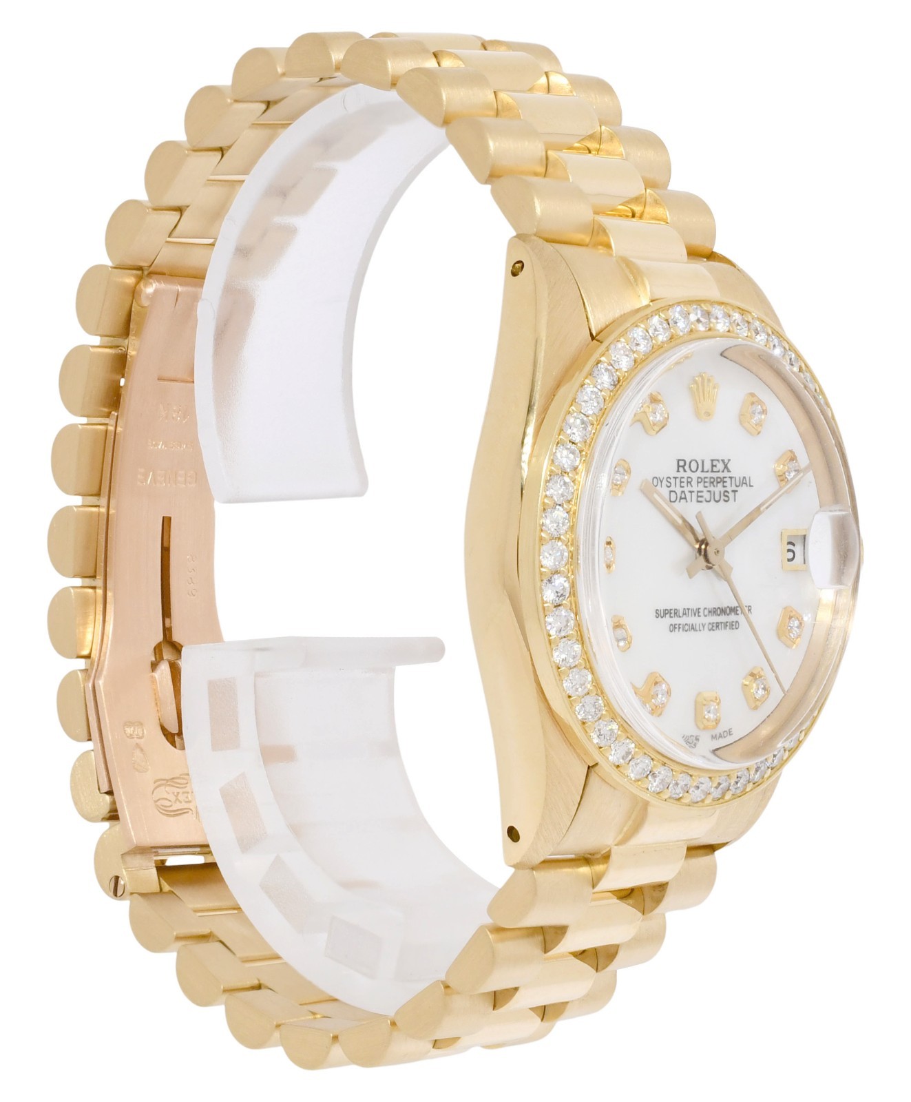 Rolex Datejust President 18k Yellow Gold MOP Diamond Ladies 31mm Watch '81 6827