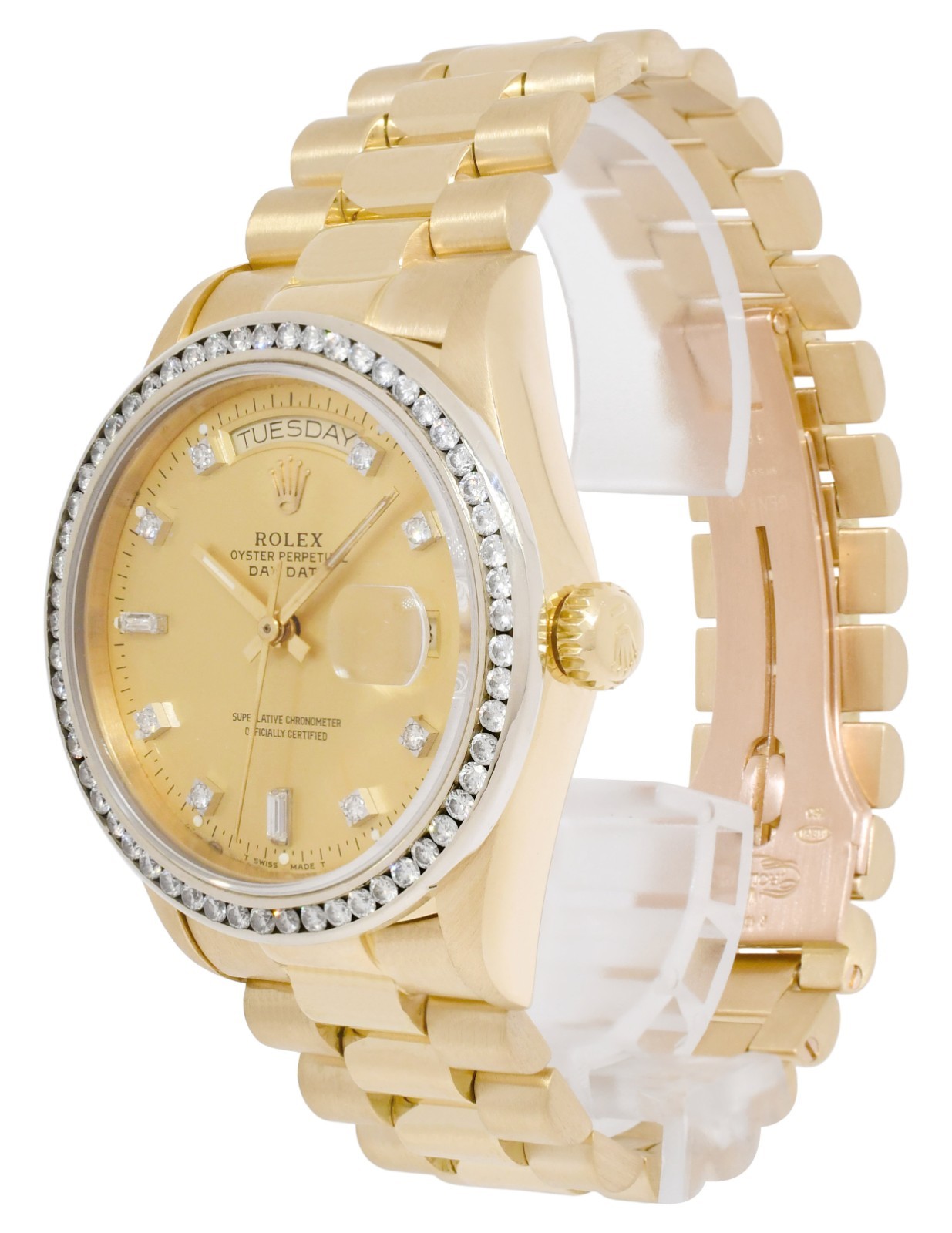 Rolex Day-Date President 18k Yellow Gold Diamond Dial/Bezel 36mm Watch '85 18048 Rolex Day-Date President 18k Yellow Gold Diamond Dial/Bezel 36mm Watch '85 18048