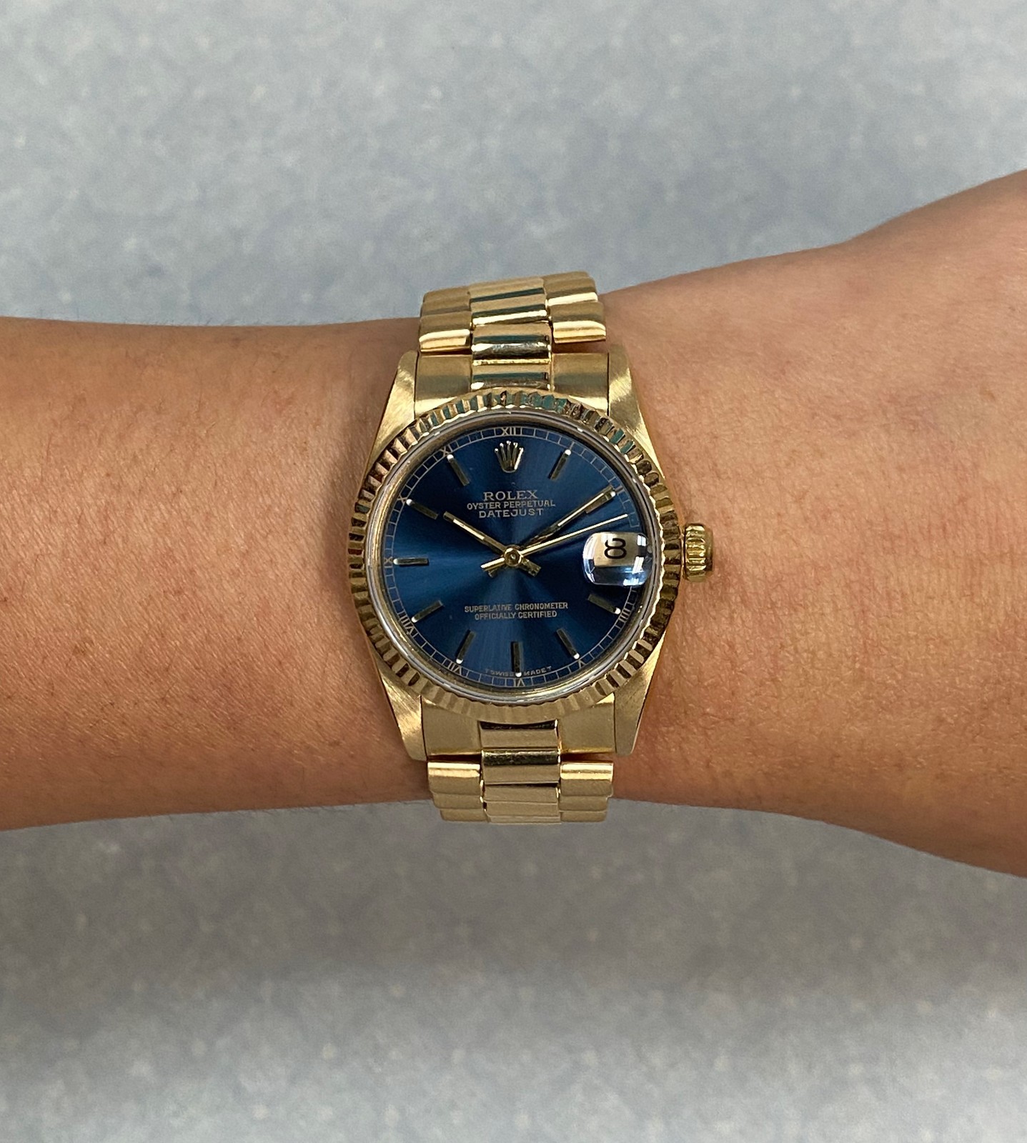 Rolex Datejust President 18k Yellow Gold Blue Dial 31mm Watch '86 68278 Rolex Datejust President 18k Yellow Gold Blue Dial 31mm Watch '86 68278